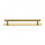 M Marcus Heritage Brass Stepped Design Cabinet Pull with Plate 160mm Centre to Centre